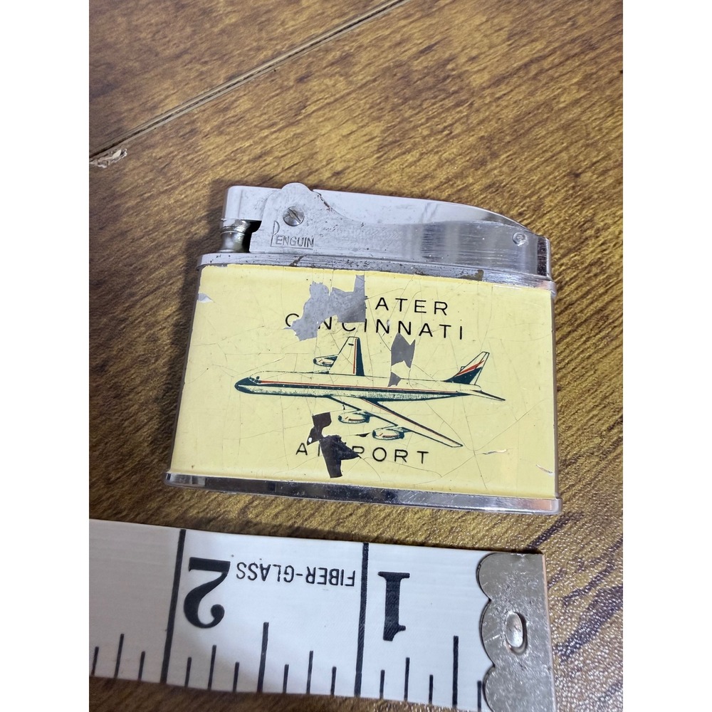 Penguin Lighter Greater Cincinnati Airport Aviation Souvenir Collectible Vintage